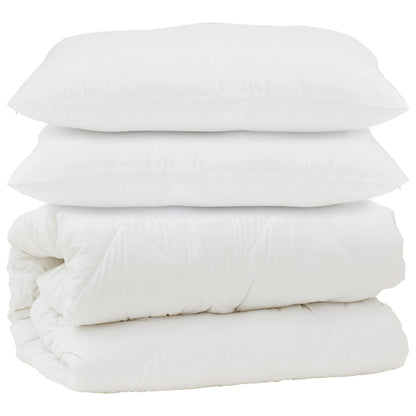 vidaXL Duvet with Pillow 3 pcs White Microfibre