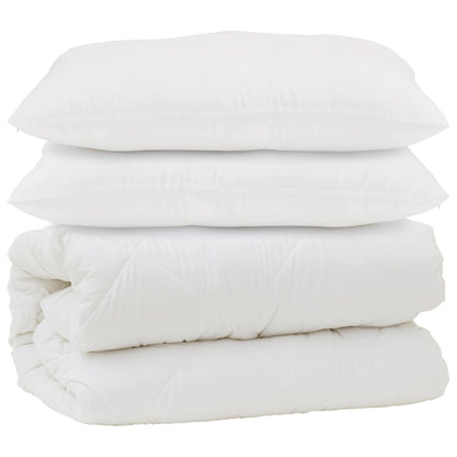 vidaXL Duvet with Pillow 3 pcs White Microfibre
