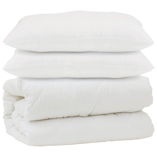 vidaXL Duvet with Pillow 3 pcs White Microfibre
