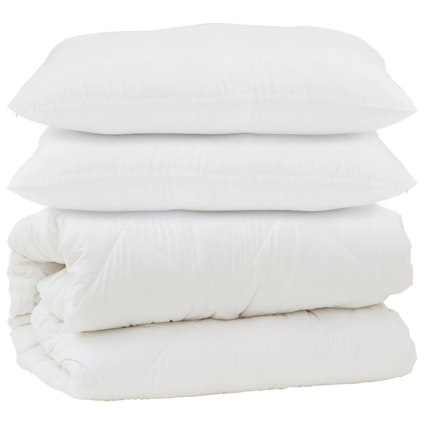 vidaXL Duvet with Pillow 3 pcs White Microfibre