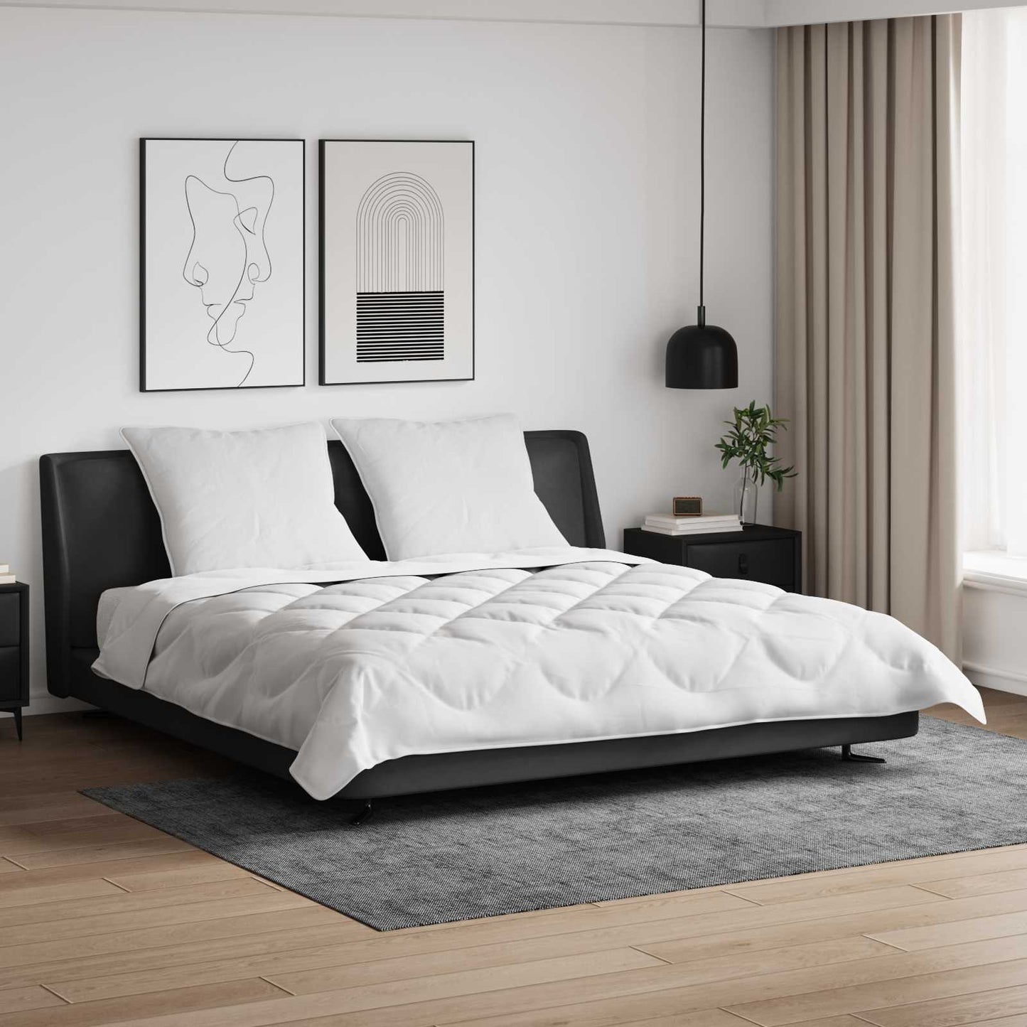 vidaXL Duvet with Pillow 3 pcs White Microfibre