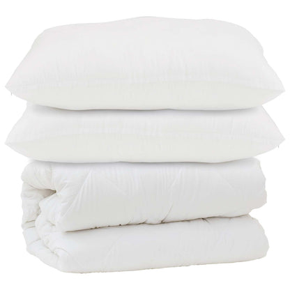 vidaXL Duvet with Pillow 3 pcs White Microfibre