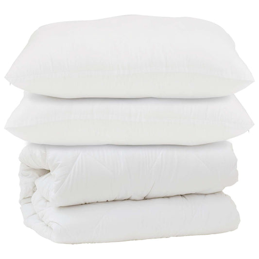vidaXL Duvet with Pillow 3 pcs White Microfibre