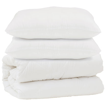 vidaXL Duvet with Pillow 3 pcs White Microfibre