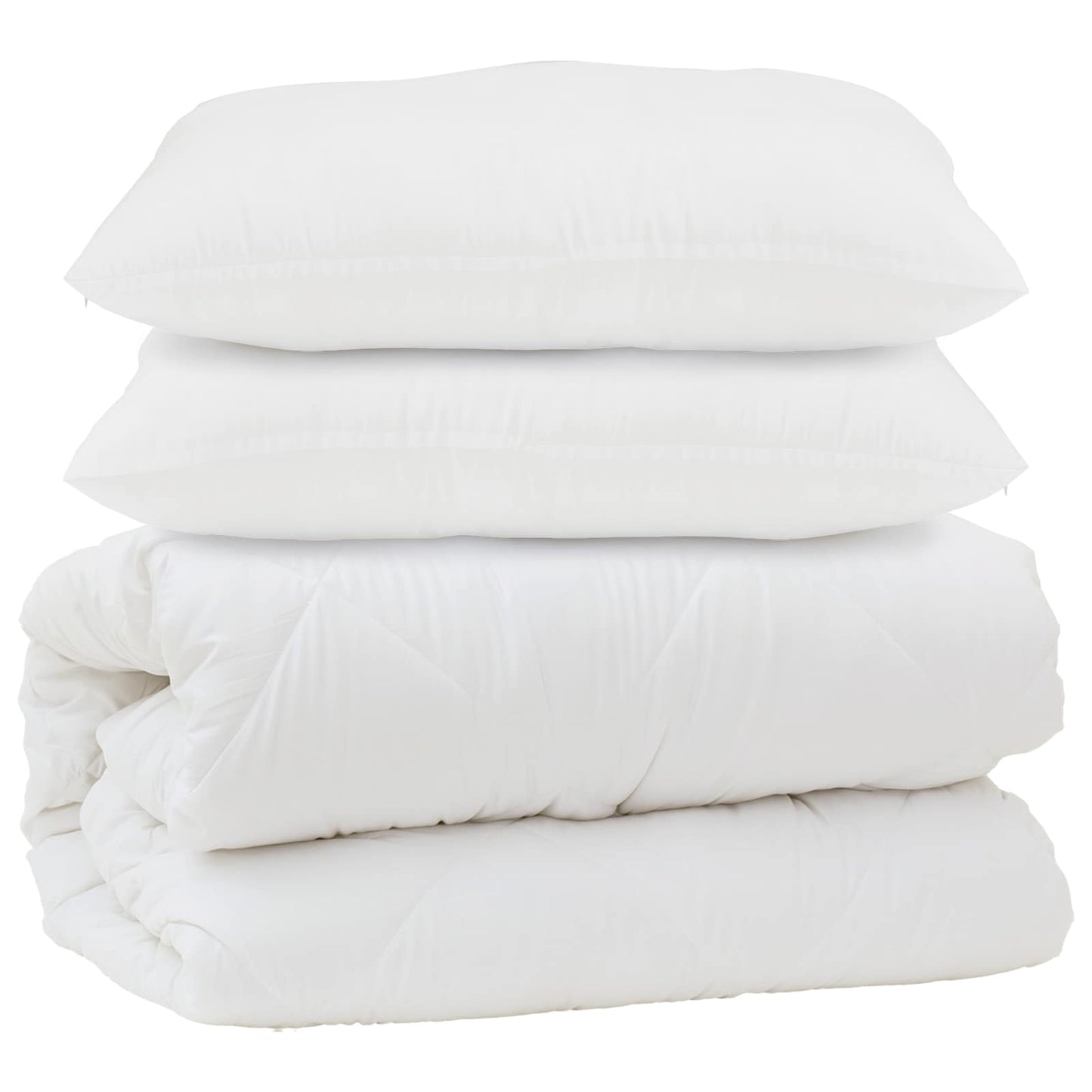 vidaXL Duvet with Pillow 3 pcs White Microfibre