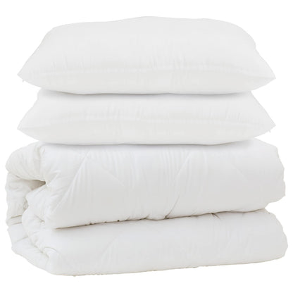 vidaXL Duvet with Pillow 3 pcs White Microfibre