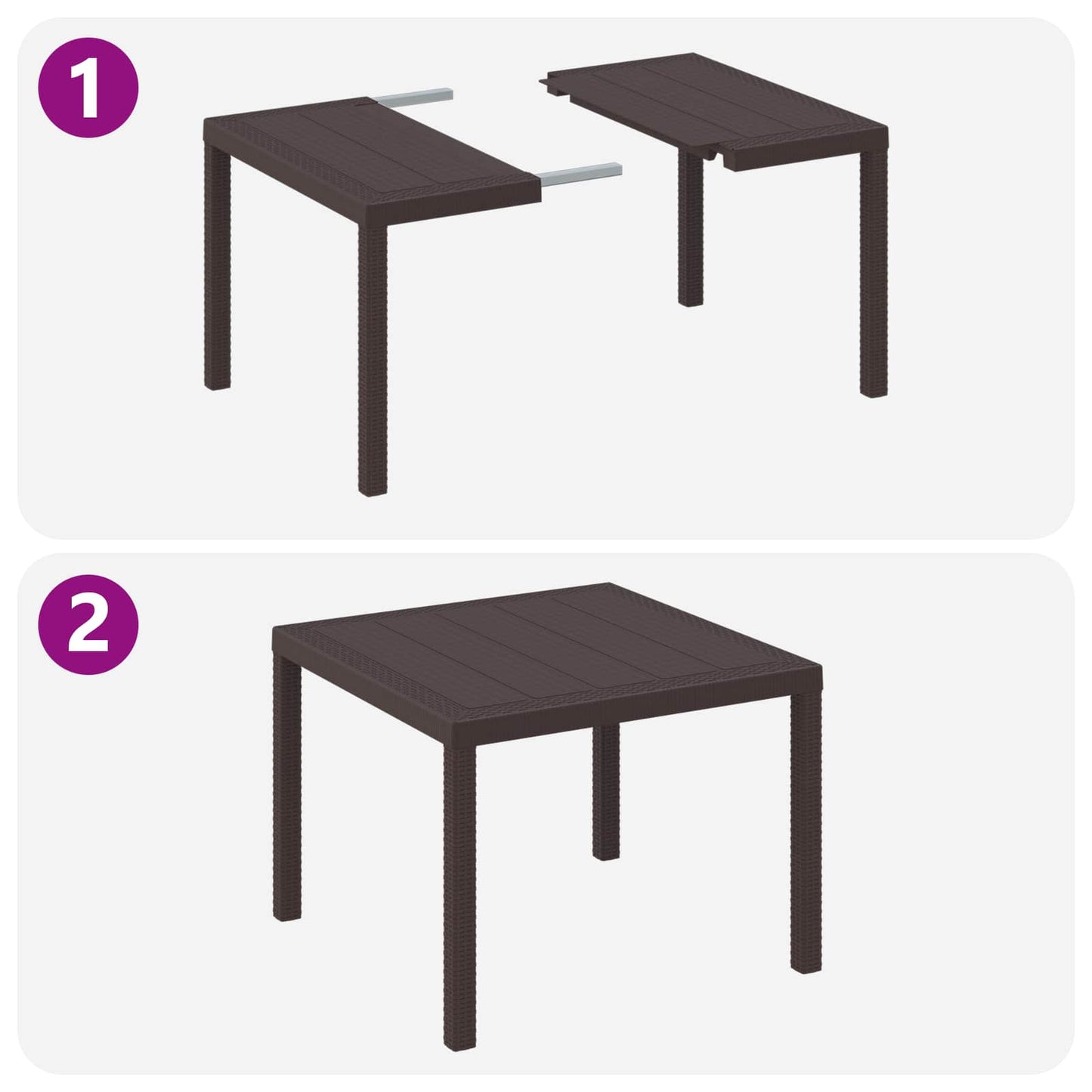 vidaXL Garden Table Brown 100 x 100 x 73 cm Poly Rattan