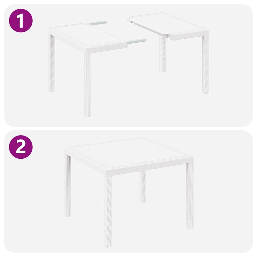 vidaXL Garden Table White 100 x 100 x 73 cm Poly Rattan