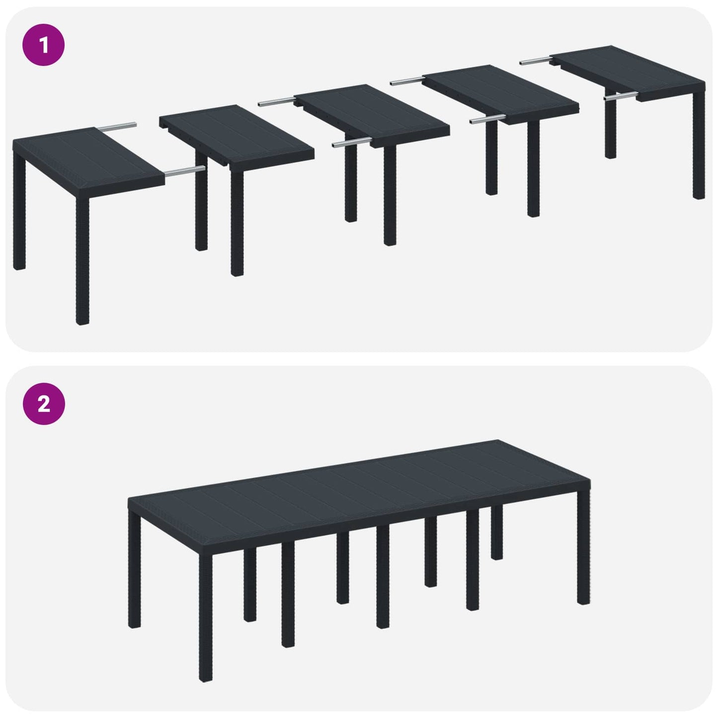vidaXL Garden Table Anthracite 250 x 100 x 73 cm Poly Rattan