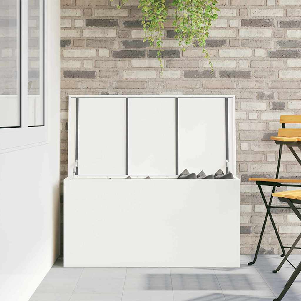 vidaXL Garden Storage Cushion Box Steel 100 x 50.5 x 50 cm 220 White