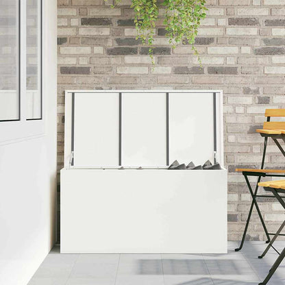 vidaXL Garden Storage Cushion Box Steel 100 x 50.5 x 50 cm 220 White