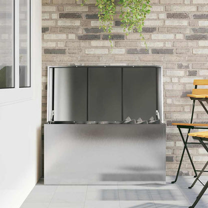 vidaXL Garden Storage Cushion Box Steel 100 x 50.5 x 50 cm 220 Silver
