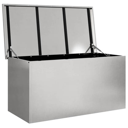 vidaXL Garden Storage Cushion Box Steel 100 x 50.5 x 50 cm 220 Silver
