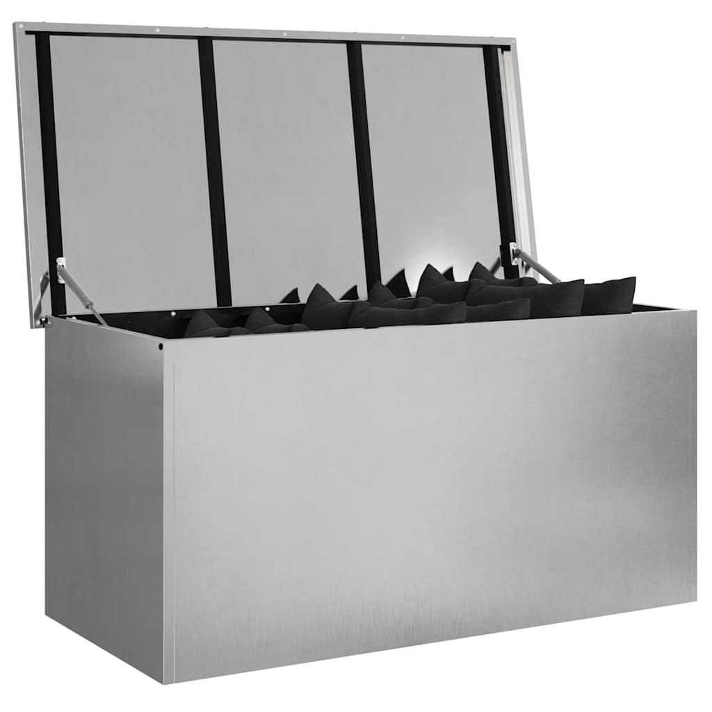 vidaXL Garden Storage Cushion Box Steel 100 x 50.5 x 50 cm 220 Silver
