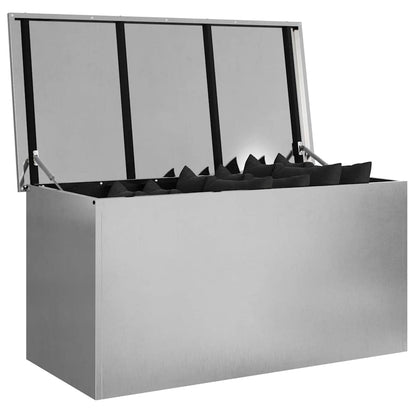 vidaXL Garden Storage Cushion Box Steel 100 x 50.5 x 50 cm 220 Silver