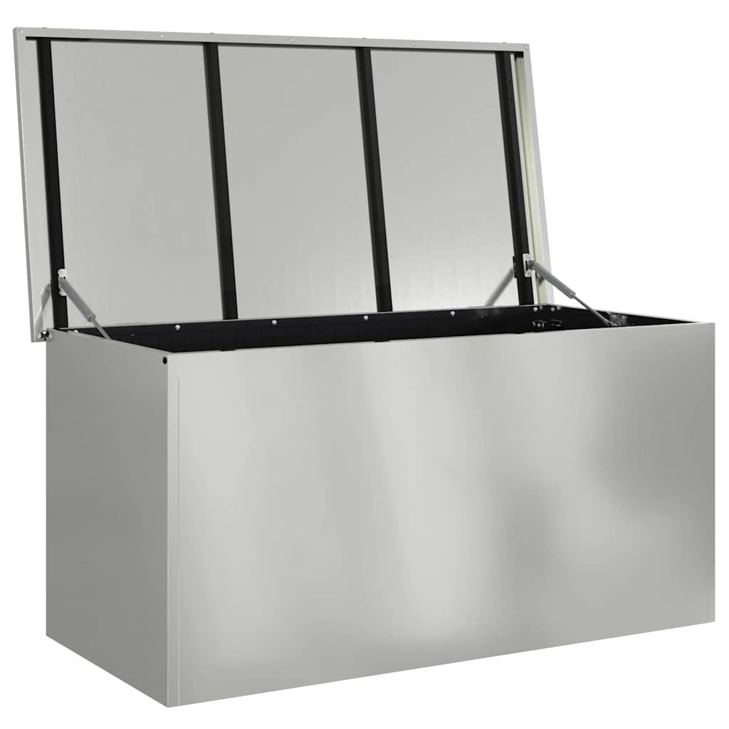 vidaXL Garden Storage Cushion Box Steel 100 x 50.5 x 50 cm 220 Silver