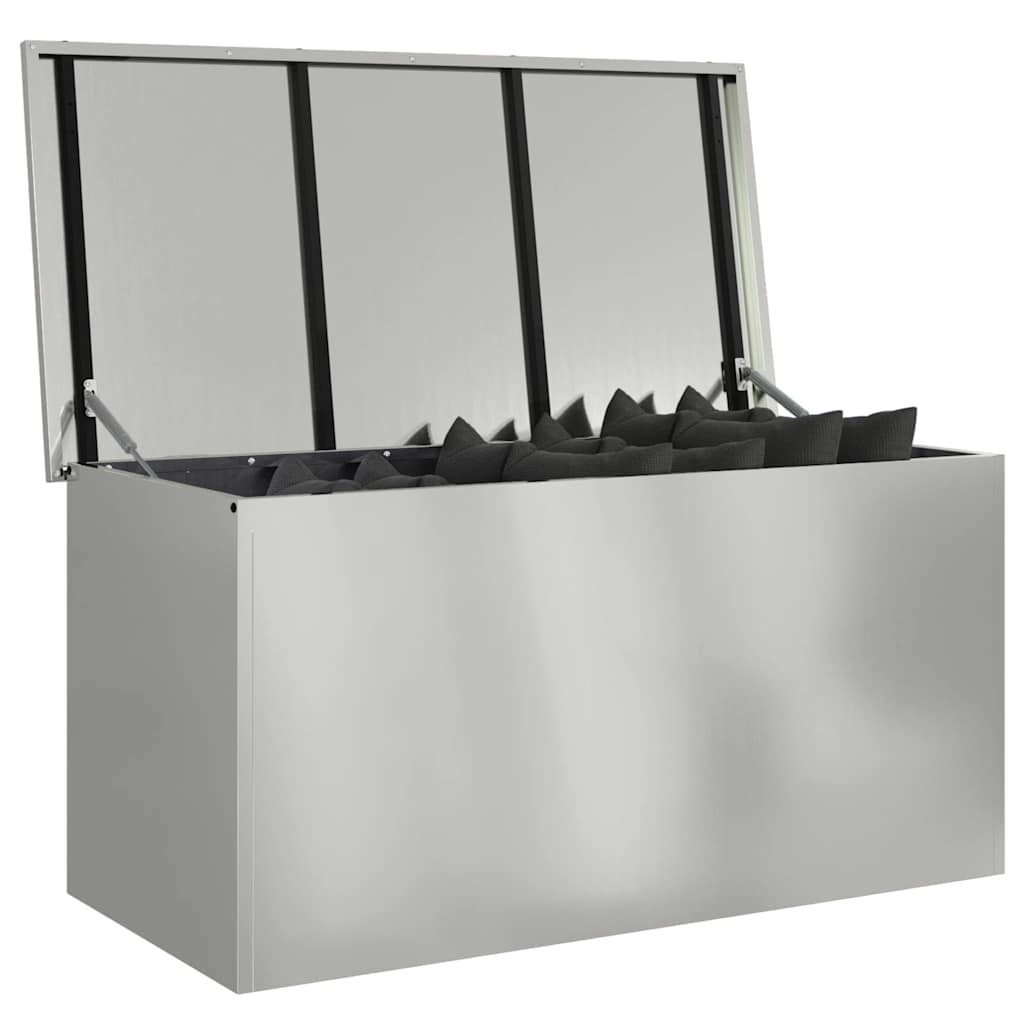 vidaXL Garden Storage Cushion Box Steel 100 x 50.5 x 50 cm 220 Silver