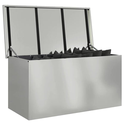 vidaXL Garden Storage Cushion Box Steel 100 x 50.5 x 50 cm 220 Silver