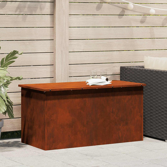 vidaXL Garden Storage Cushion Box Steel 100 x 50.5 x 50 cm 220 Rusty