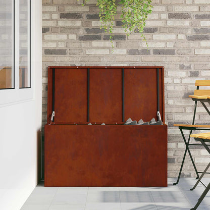 vidaXL Garden Storage Cushion Box Steel 100 x 50.5 x 50 cm 220 Rusty