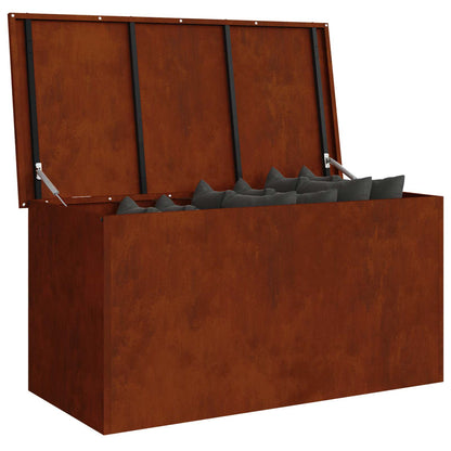 vidaXL Garden Storage Cushion Box Steel 100 x 50.5 x 50 cm 220 Rusty