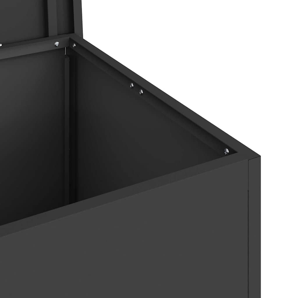 vidaXL Garden Storage Cushion Box Steel 80 x 50.5 x 50 cm 180 Black