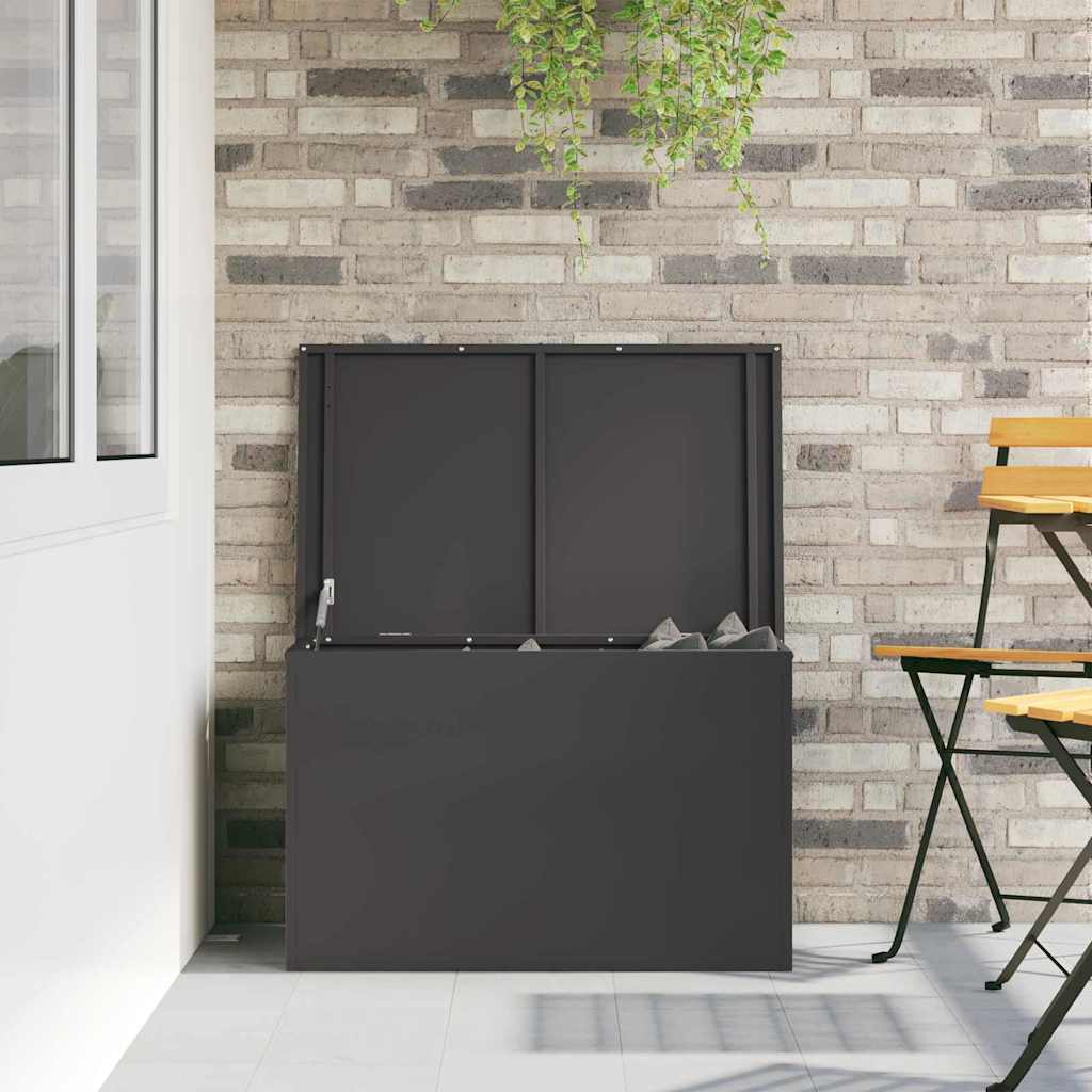 vidaXL Garden Storage Cushion Box Steel 80 x 50.5 x 50 cm 180 Black