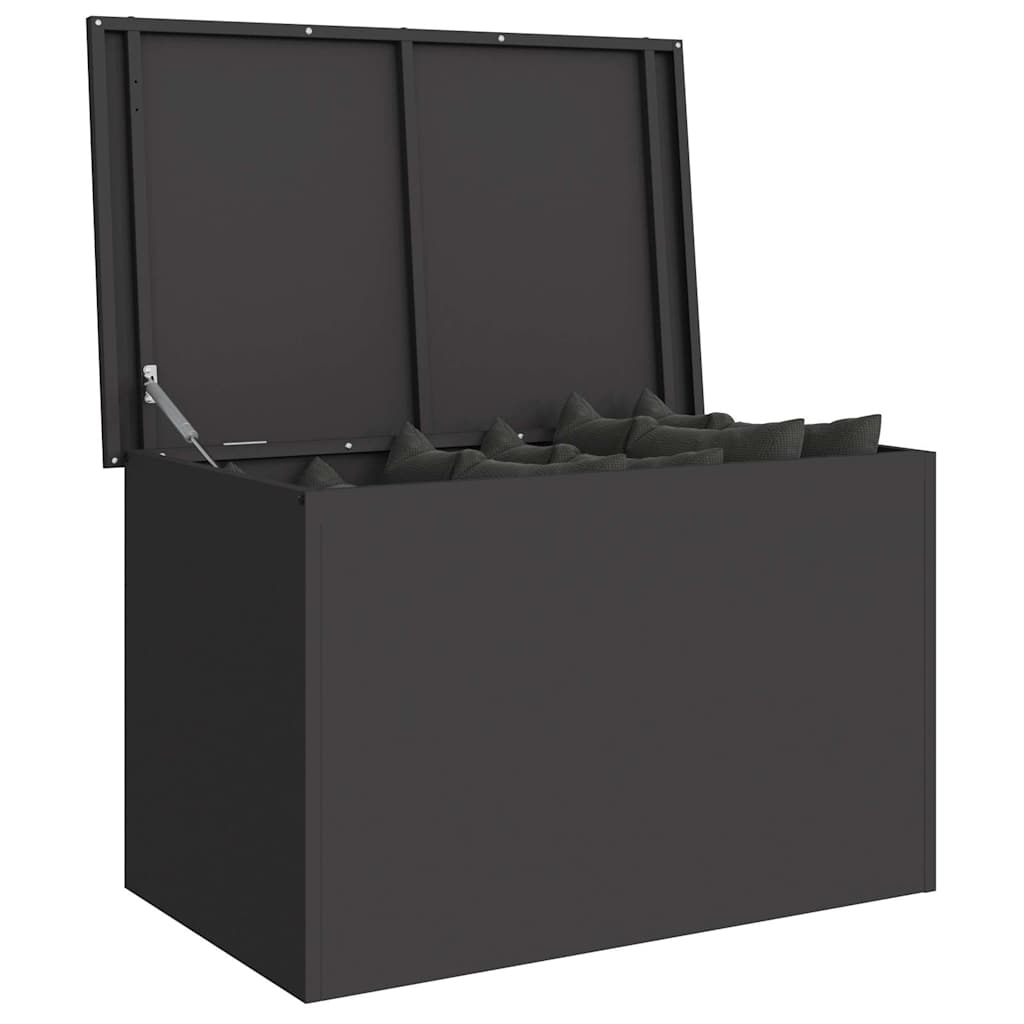 vidaXL Garden Storage Cushion Box Steel 80 x 50.5 x 50 cm 180 Black
