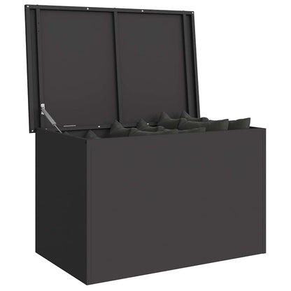 vidaXL Garden Storage Cushion Box Steel 80 x 50.5 x 50 cm 180 Black