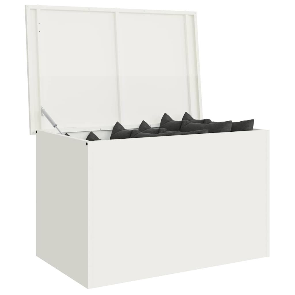 vidaXL Garden Storage Cushion Box Steel 80 x 50.5 x 50 cm 220 White