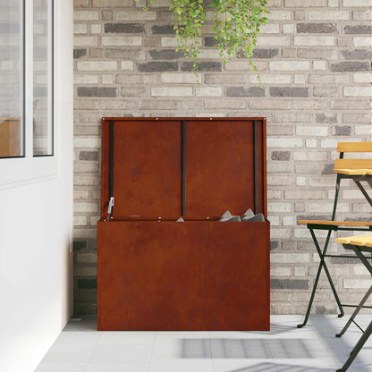 vidaXL Garden Storage Cushion Box Steel 80 x 50.5 x 50 cm Rusty
