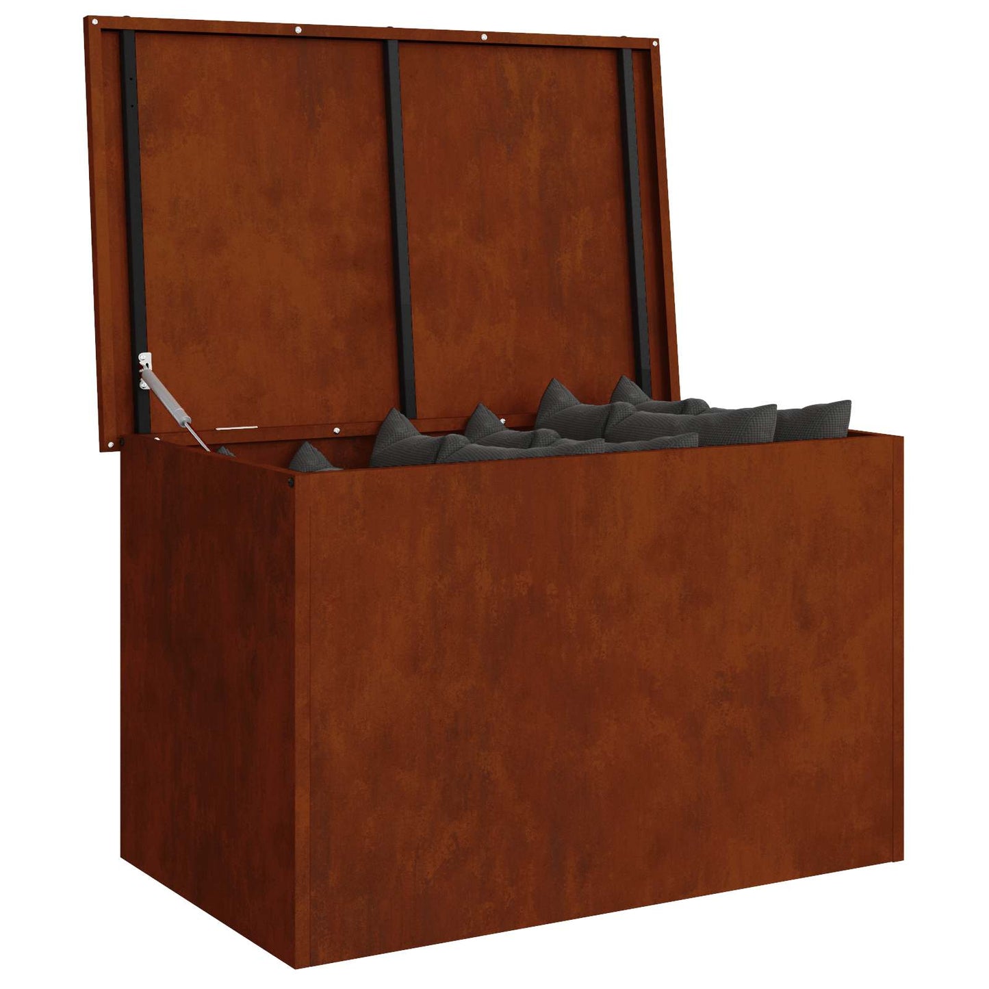 vidaXL Garden Storage Cushion Box Steel 80 x 50.5 x 50 cm Rusty