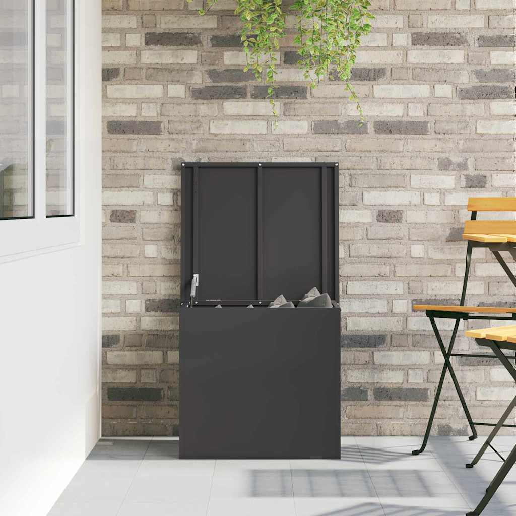 vidaXL Garden Storage Cushion Box Steel 55 x 50.5 x 50 cm 117 L Black