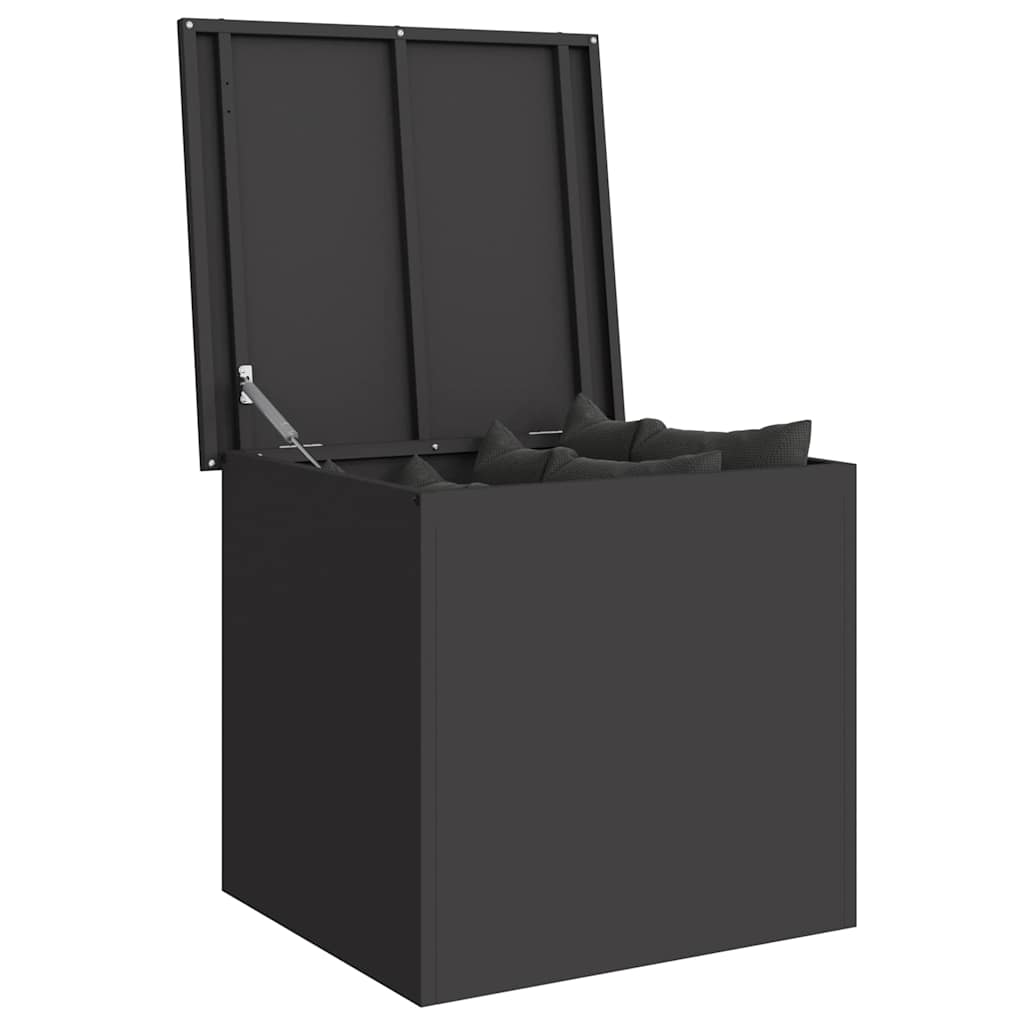 vidaXL Garden Storage Cushion Box Steel 55 x 50.5 x 50 cm 117 L Black