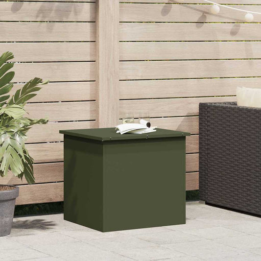 vidaXL Garden Storage Cushion Box Steel 55 x 50.5 x 50 cm Olive Green