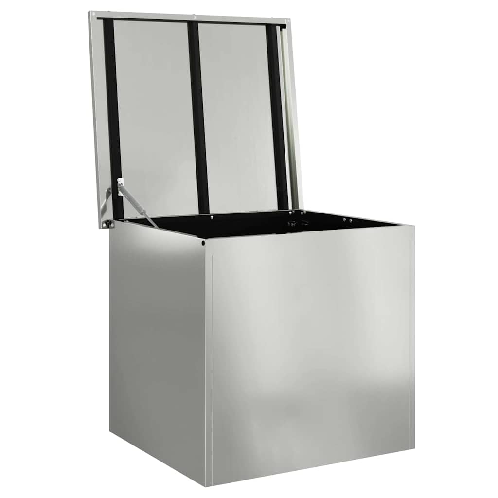 vidaXL Garden Storage Cushion Box Steel 55 x 50.5 x 50 cm Silver