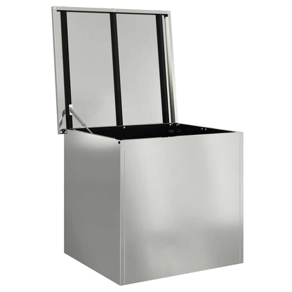 vidaXL Garden Storage Cushion Box Steel 55 x 50.5 x 50 cm Silver