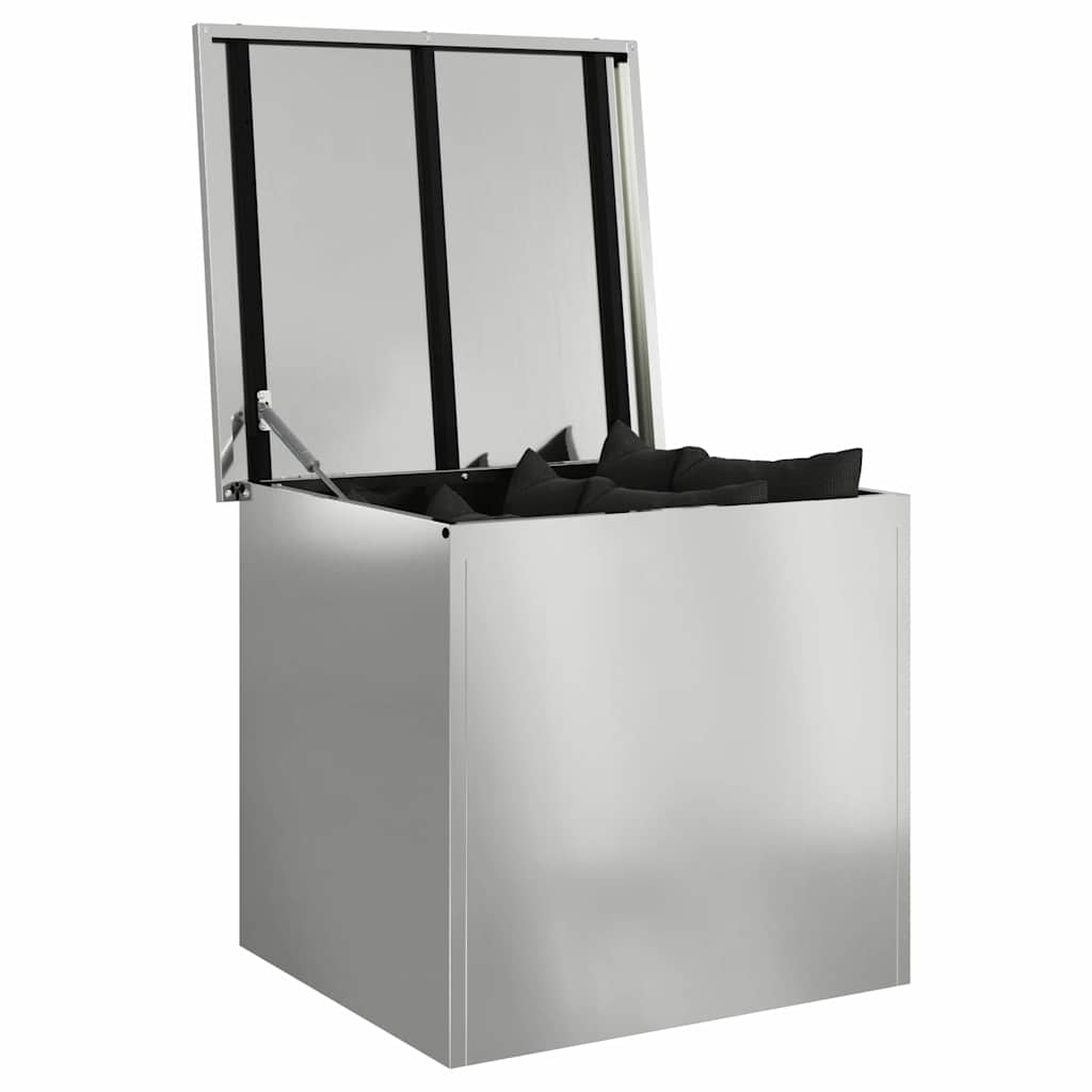 vidaXL Garden Storage Cushion Box Steel 55 x 50.5 x 50 cm Silver