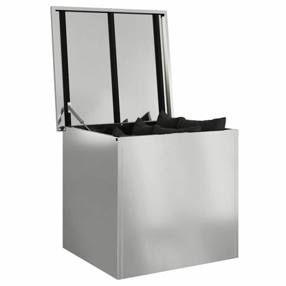 vidaXL Garden Storage Cushion Box Steel 55 x 50.5 x 50 cm Silver
