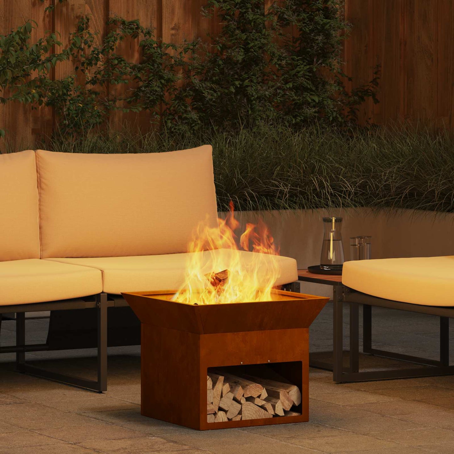 vidaXL Fire Pit Rusty 50 x 50 x 40 cm Weathering steel