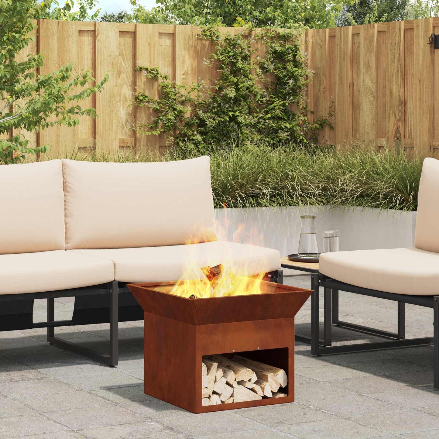 vidaXL Fire Pit Rusty 50 x 50 x 40 cm Weathering steel