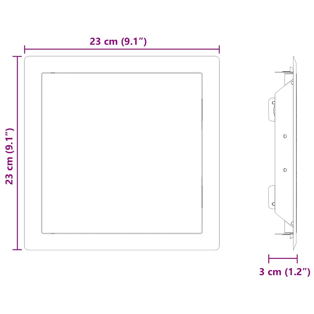 vidaXL Access Panel 2 pcs White 23 x 23 x 3 cm Steel