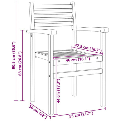 vidaXL Chair 8 pcs Brown 56 x 55 x 90.5 cm Solid Teak Wood