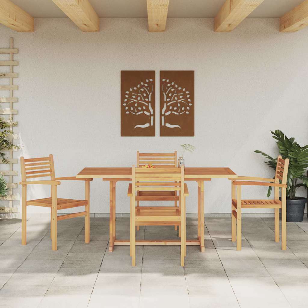 vidaXL Garden Dining Set 5 pcs Natural Solid Acacia Wood