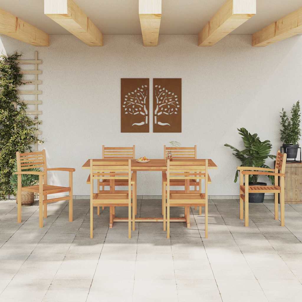 vidaXL Garden Dining Set 7 pcs Natural Solid Acacia Wood