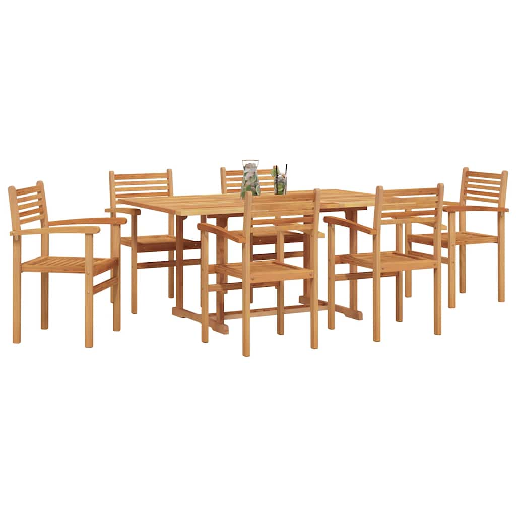vidaXL Garden Dining Set 7 pcs Natural Solid Acacia Wood