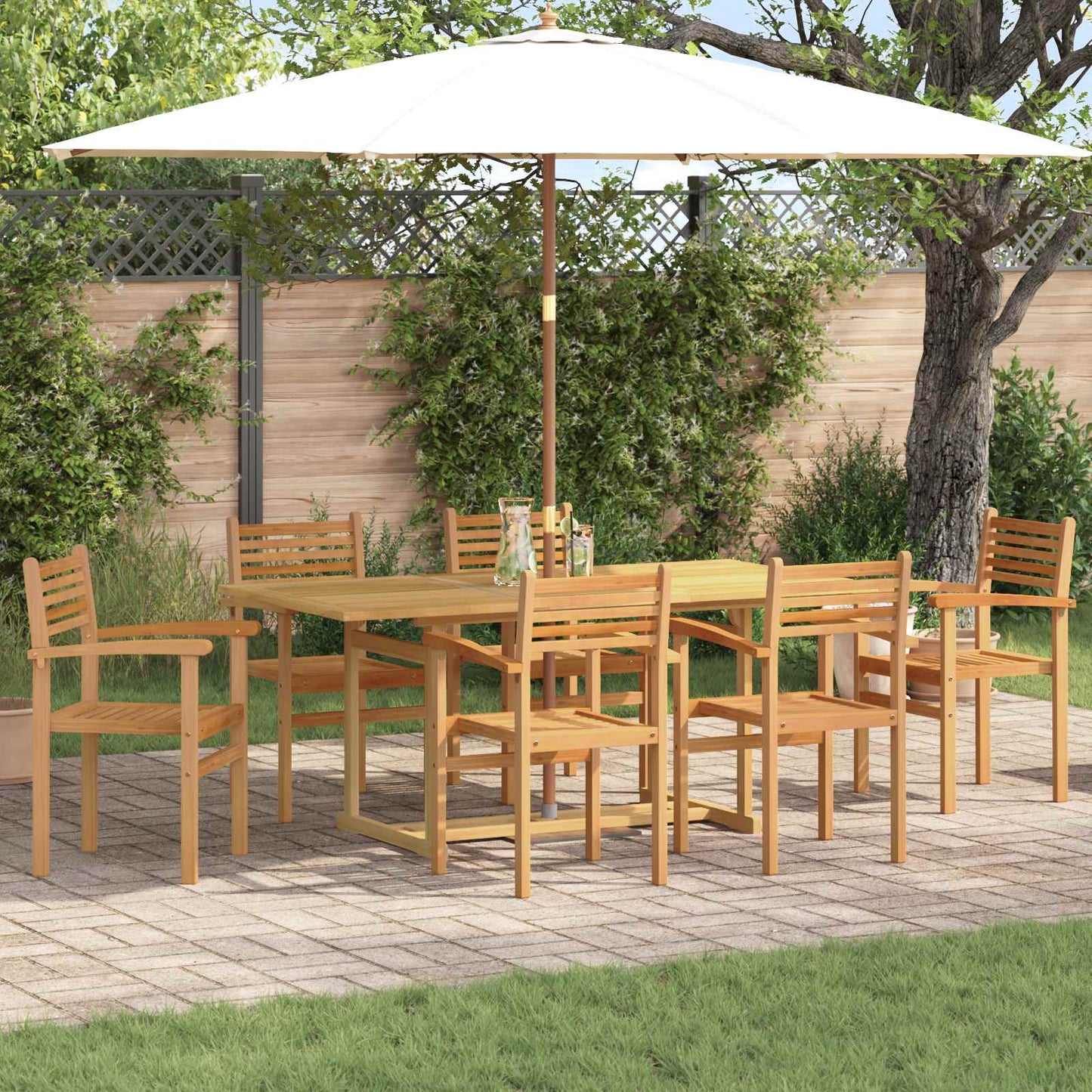 vidaXL Garden Dining Set 7 pcs Brown Solid Teak Wood