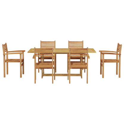 vidaXL Garden Dining Set 7 pcs Brown Solid Teak Wood