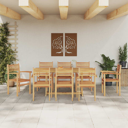 vidaXL Garden Dining Set 9 pcs Brown Solid Teak Wood