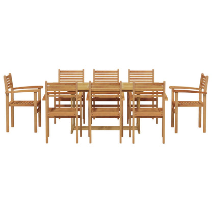 vidaXL Garden Dining Set 9 pcs Brown Solid Teak Wood